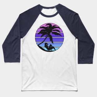 Vaporwave Beach Sunset Silhouette Baseball T-Shirt